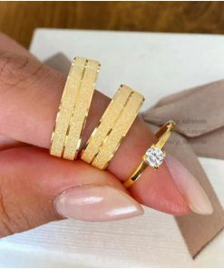 Alianças de Casamento Modelo Manoela | 7mm | Moeda Antiga | Banhado a Ouro 18k