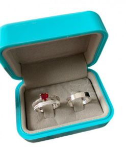 Alianças de Namoro em Prata 950 | Modelo Mariana | Feminina 3mm com 2 Frisos Diamantados | Masculina 4mm Lisa | Semi Anatômica | Anel Solitário Incluso