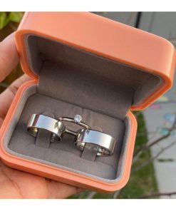 Par De Alianças Prata Em Aço Cirúrgico 8mm Liso Reto