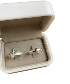 Alianças de Namoro em Prata 950 3mm | Modelo Carolina | Semi Anatômica | Feminina Diamantada com 2 Frisos | Masculina Chanfrada Lisa