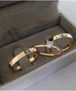 Alianças de Casamento e Noivado 4mm | Personalizado com Iniciais | Moeda Antiga Banhada a Ouro 18K