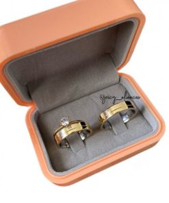 Alianças de Casamento 5mm | 1 Friso Lateral | Moeda Antiga Banhada a Ouro 18K