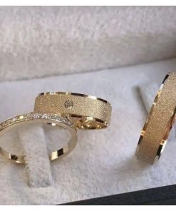 Alianças de Casamento 6mm | Modelo Astéria | Moeda Antiga Reta Diamantada | Com Aparador