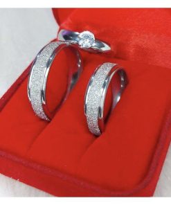 Par De Alianças Prata Em Aço Cirúrgico 6mm Diamantado Anatômico