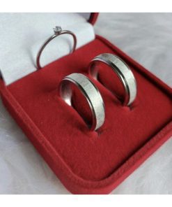Par De Alianças Prata Em Aço Cirúrgico 6mm Fosco Reto