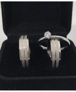 Par De Alianças Prata Em Aço Cirúrgico 6mm Modelo diamantado