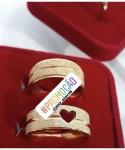 Par De Alianças Aço Cirúrgico Banhado A Ouro 18k - 8mm - Diamantado MOD 80