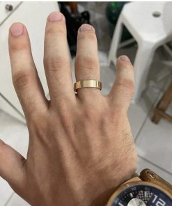 Alianças de Casamento Ouro 10K com Revestimento em Aço Cirúrgico 5mm | Linha Classic | Modelo Reto Polido Semi-Anatômico