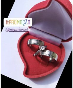 Trio De Alianças Prata Em Aço Cirúrgico 6mm Fosco C/ Dois Frisos