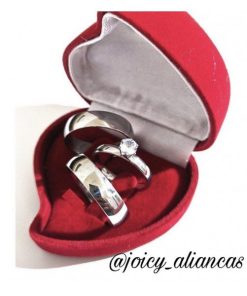 Trio De Alianças Prata Em Aço Cirúrgico 6mm Liso Tradicional Polido