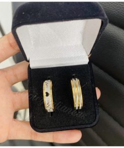 Par De Alianças Prata Em Aço Cirúrgico 6mm Feminino Com Coração MOD 29