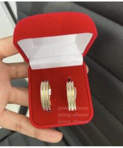 Par De Alianças Prata Em Aço Cirúrgico Banhado A Ouro 18k Reto 6mm