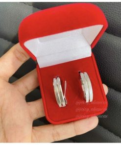 Par De Alianças Prata Em Aço Cirúrgico 6mm Prata Fosco Lixado Chanfrado