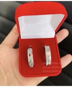 Par De Alianças Prata Em Aço Cirúrgico 6mm Diamantado Chanfrado Masculino Fosco Com 2 Friso