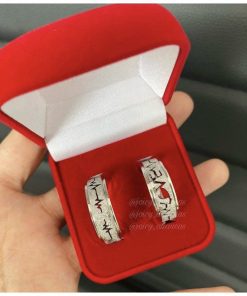 Par De Alianças Prata Em Aço Cirúrgico 8mm LOVE Diamantado