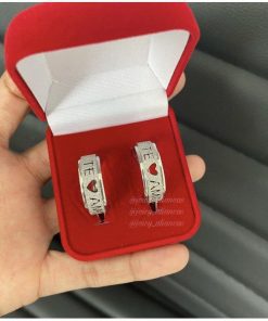 Par De Alianças Prata Em Aço Cirúrgico 8mm Diamantado TE AMO Prata MOD 33