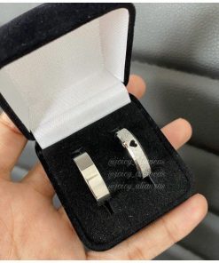 Par De Alianças Prata Em Aço Cirúrgico 6mm Feminino Diamantado Com Coração Vazado