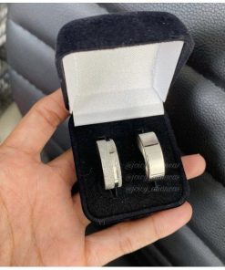 Par De Alianças Prata Em Aço Cirúrgico 8mm Feminino Diamantado Masculino Liso Reto