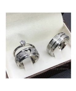 Trio De Alianças Prata Em Aço Cirúrgico 8mm De Namoro MOD 40