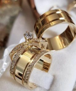 Alianças de Casamento 10mm | Modelo Saionara | Feminina com Duas Fileiras de Pedras de Zircônia