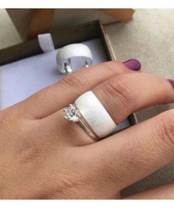 Alianças Namoro Prata950 Modelo 8mm Diamantado Tradicional Modelo Olívia