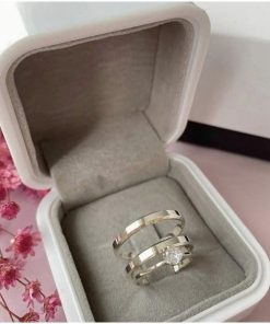 Alianças de Namoro em Prata 950 | Modelo Samily | 3mm Chanfrado | Semi Anatômico | Anel Solitário Opcional