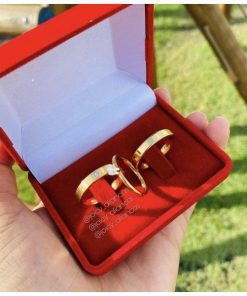 Par De Alianças Aço Cirúrgico Banhado A Ouro 18k 4mm - cod55