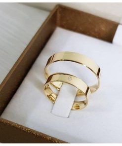 Alianças de Casamento 5mm | Modelo Lorenza | Moeda Antiga Banhada a Ouro 18K