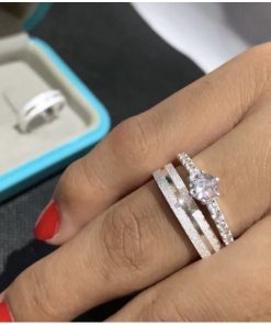 Alianças de Namoro em Prata 950 4mm | Modelo Teci | Todo Diamantado com 1 Friso Central Largo | Semi Anatômico