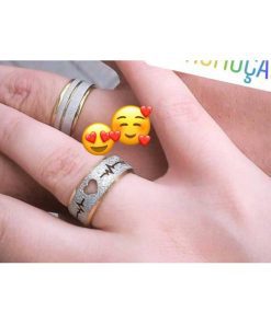 Par De Alianças Prata Em Aço Cirúrgico 8mm C/ Coração Vazado MOD 12