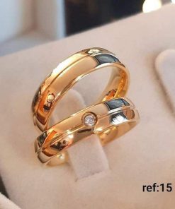 Alianças de Casamento 5mm | Modelo Tradicional | Friso Central | Moeda Antiga Banhada a Ouro 18K