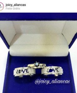 Trio De Alianças Prata Em Aço Cirúrgico 8mm Love Diamantado