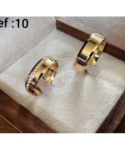 Alianças de Casamento 6mm | Modelo Lumina | Acabamento Chanfrado | Feminina com 15 Pedras de Zircônia Laterais