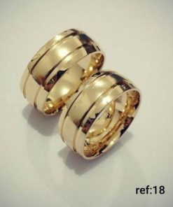 Alianças de Casamento 8mm | Modelo Tradicional | Com 2 Frisos Laterais Canto a Canto